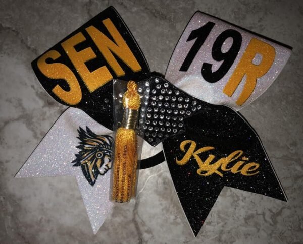 Senior Cheer Bow with Grad Cap and Tassel - Image 3