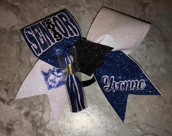 Senior Cheer Bow with Grad Cap and Tassel - Image 2